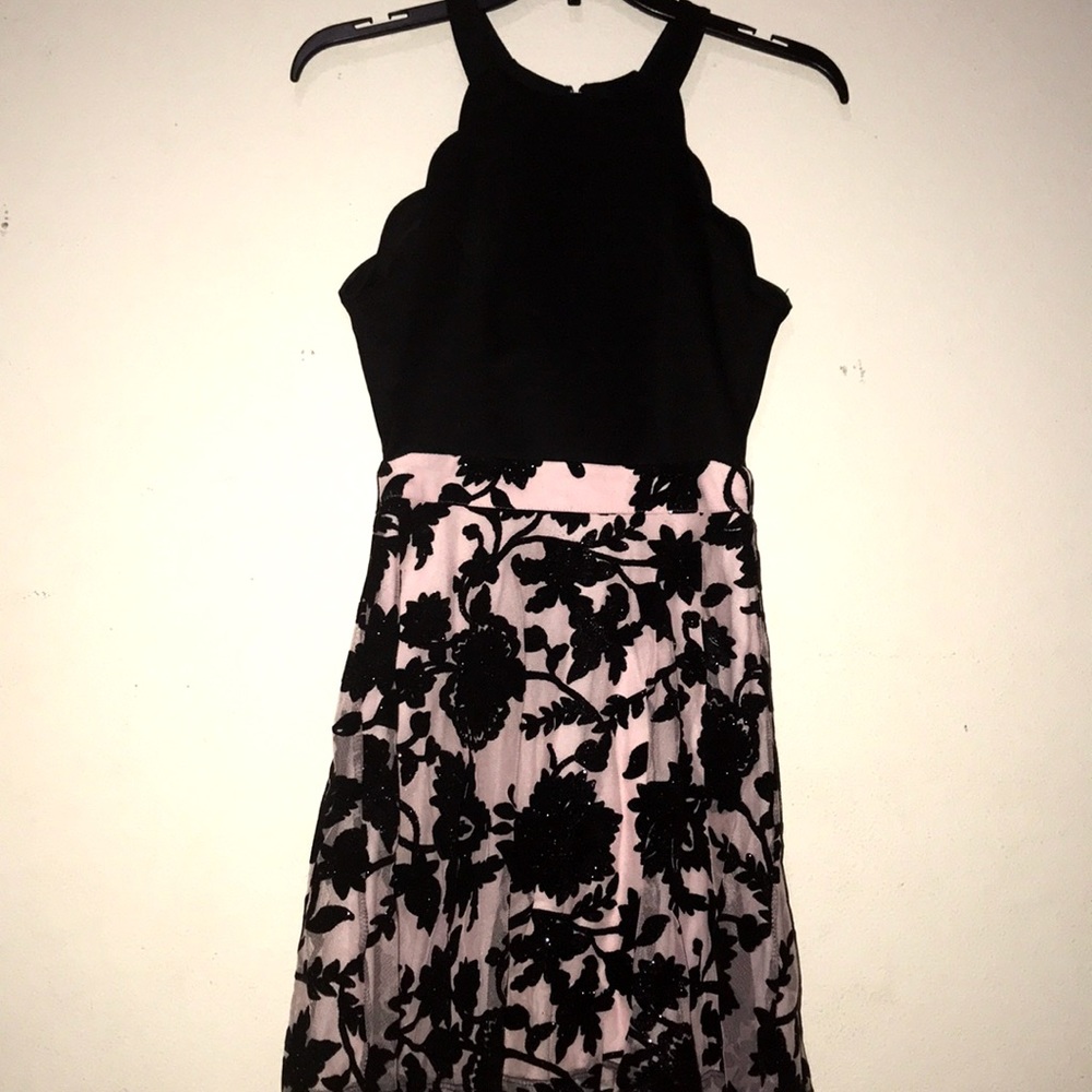 Pink/black sparkly floral dress